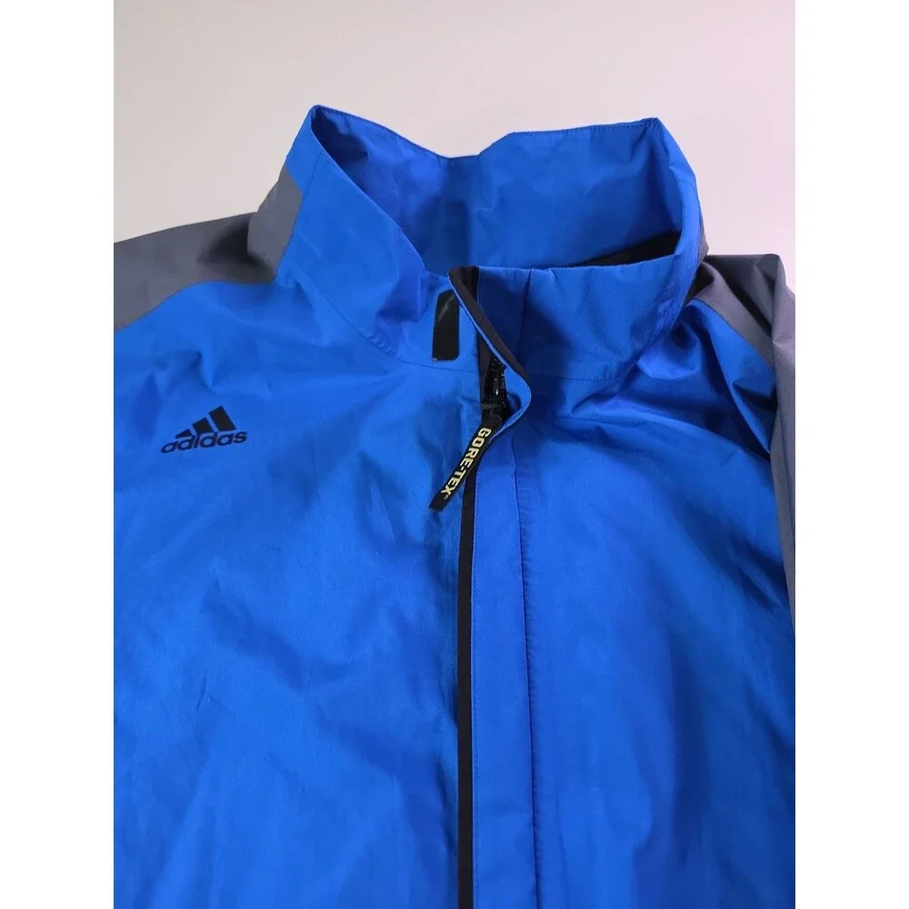 Adidas Goretex Rain Jacket Full Zip Windproof Waterproof 2XL Blue Layered